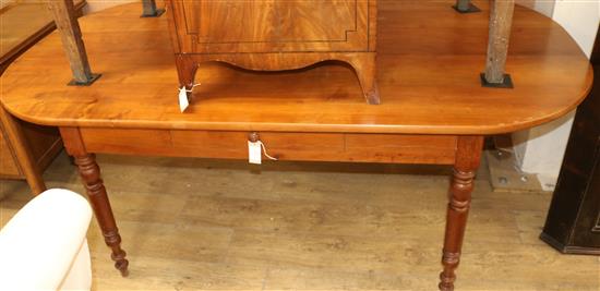 A cherrywood farmhouse table with drawer W.199cm